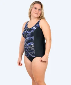 Discount Watery badedragt plus size til damer m. blomster - Vale - Sort