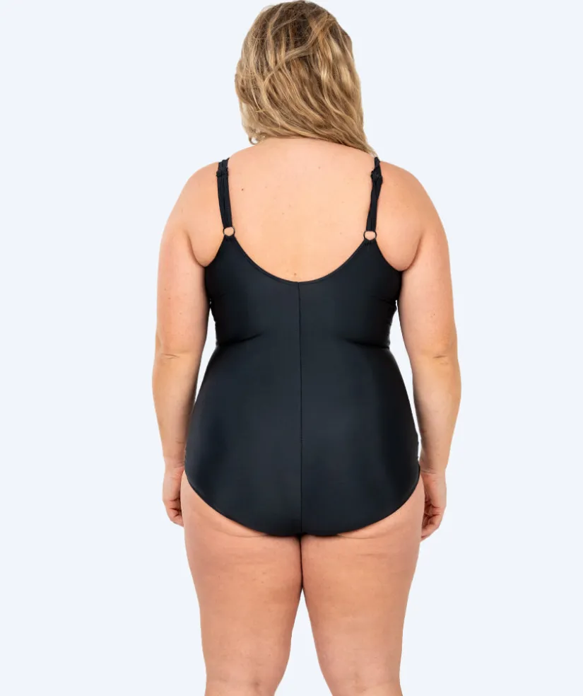 Discount Watery badedragt plus size til damer m. blomster - Vale - Sort