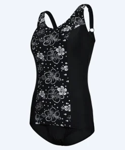 Discount Watery badedragt plus size til damer m. blomster - Vale - Sort/hvid