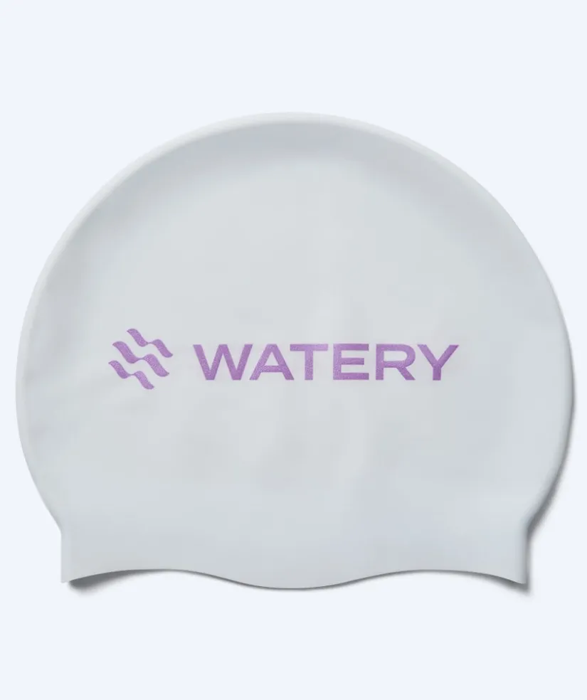 Clearance Watery badehætte - Signature Metallic - Hvid/lilla