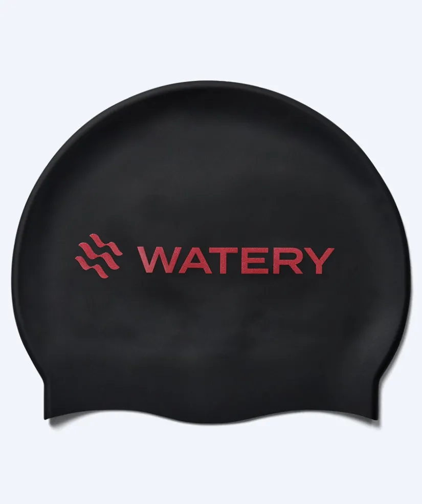 Online Watery badehætte - Signature Metallic - Sort/rød
