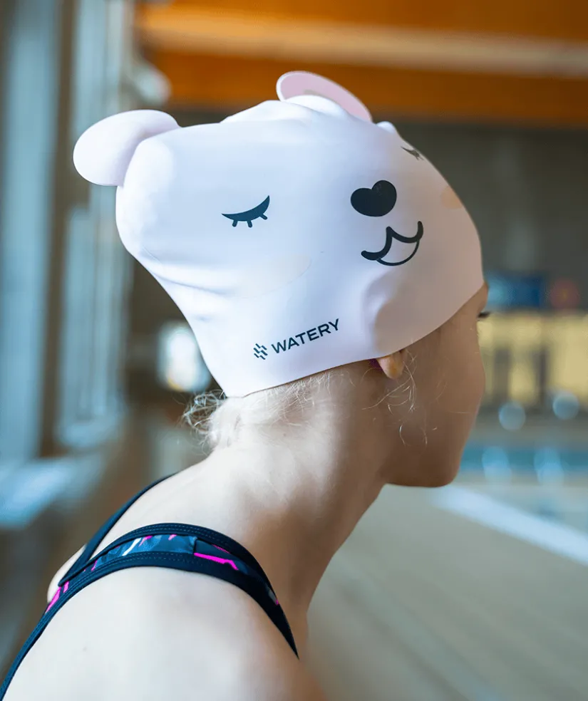 Outlet Watery badehætte til børn - Dashers - Teddy (Lyserød)