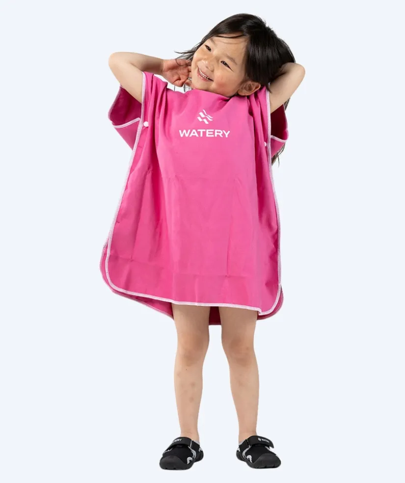 Clearance Watery badeponcho til børn (1-6) - Microfiber - Pink