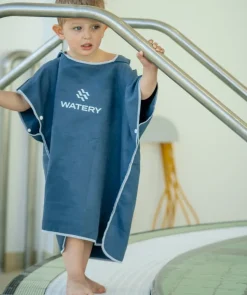 New Watery badeponcho til børn (1-6) - Microfiber - Mørkeblå