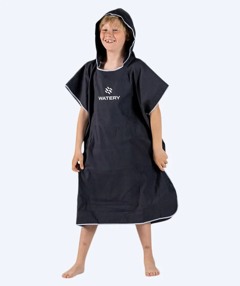 New Watery badeponcho til junior (6-15) - Microfiber - Sort