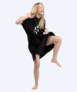 Outlet Watery badeponcho til junior (6-15) - Bomuld - Sort