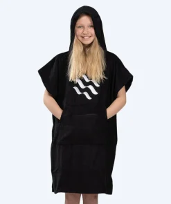 Outlet Watery badeponcho til junior (6-15) - Bomuld - Sort