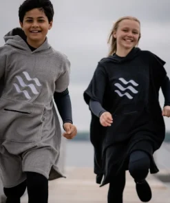 Clearance Watery badeponcho til junior (6-15) - Bomuld - Grå