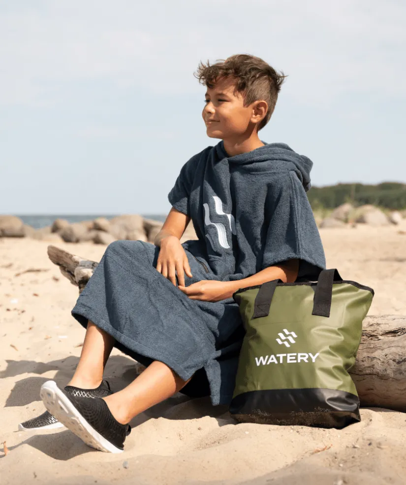 Clearance Watery badeponcho til junior (6-15) - Bomuld - Grå