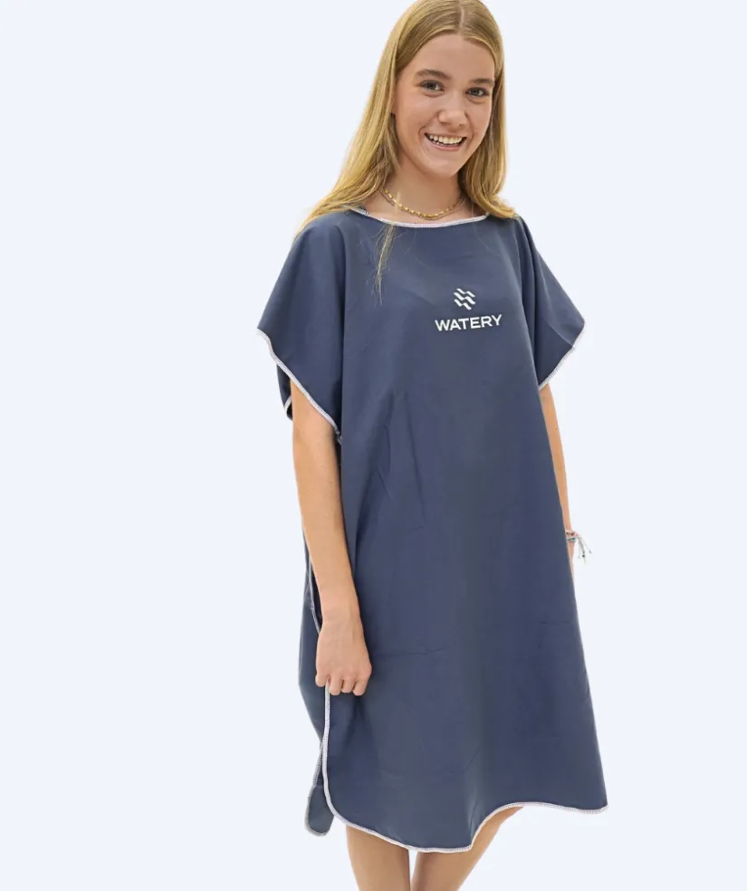 Watery badeponcho til voksne - Microfiber - Mørkeblå