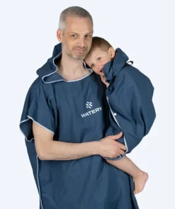 Watery badeponcho til voksne - Microfiber - Mørkeblå