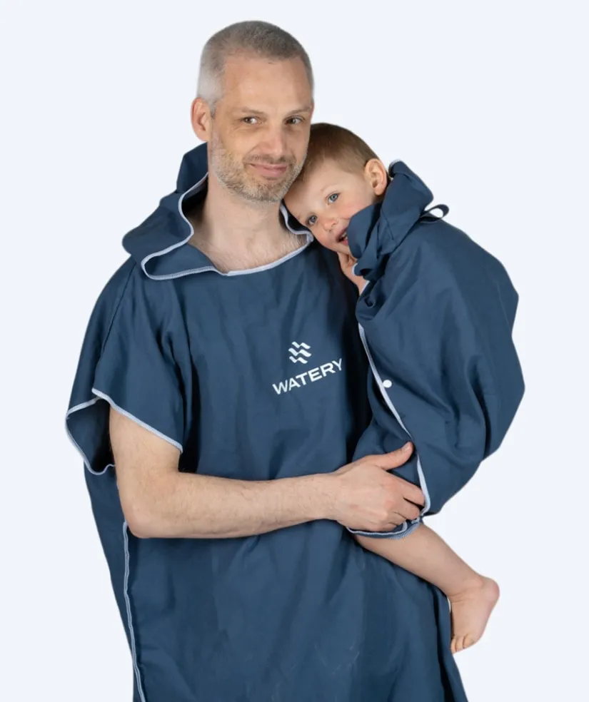 Watery badeponcho til voksne - Microfiber - Mørkeblå