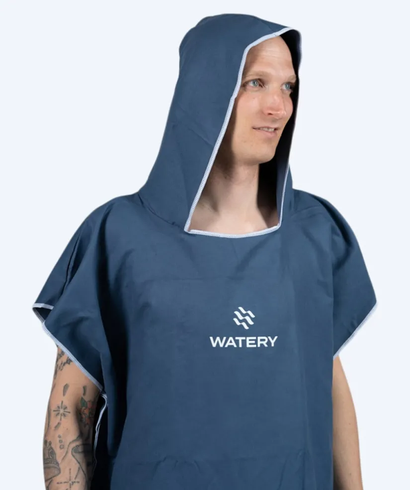 Watery badeponcho til voksne - Microfiber - Mørkeblå