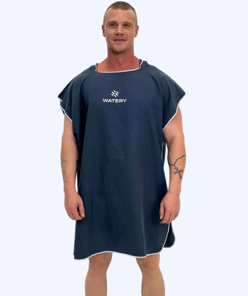 Watery badeponcho til voksne - Microfiber - Mørkeblå