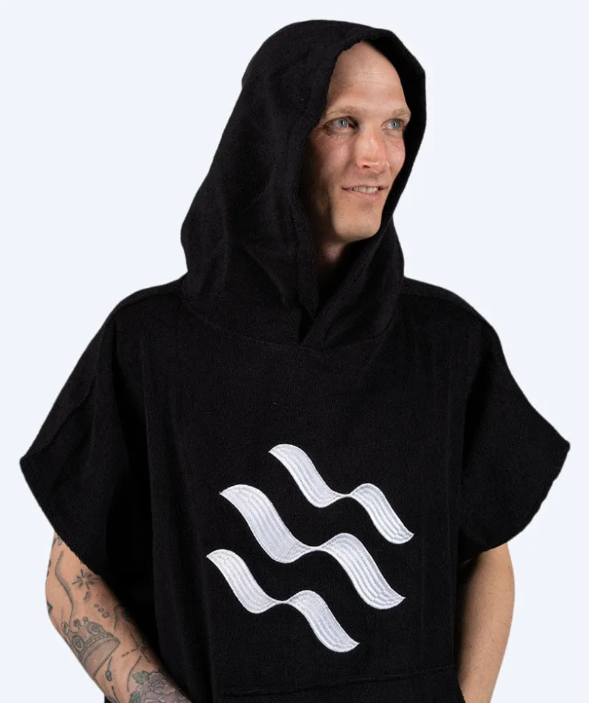 Outlet Watery badeponcho til voksne - Bomuld - Sort
