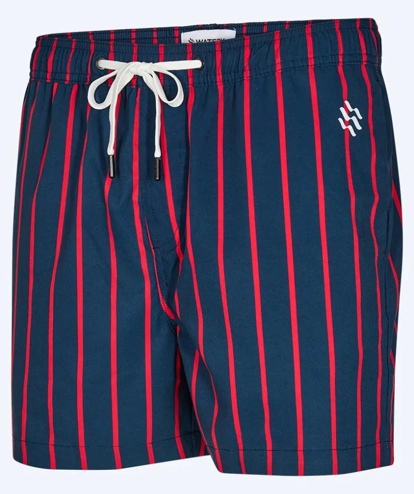 Hot Watery badeshorts til mænd - Marilla Eco - Mørkeblå/rød