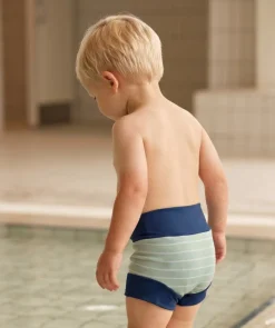 Discount Watery blebadebukser til børn - Neoprene Swim Nappy - Nordic Green Stripes