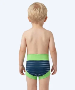 Online Watery blebadebukser til børn - Neoprene Swim Nappy - Green Stripes