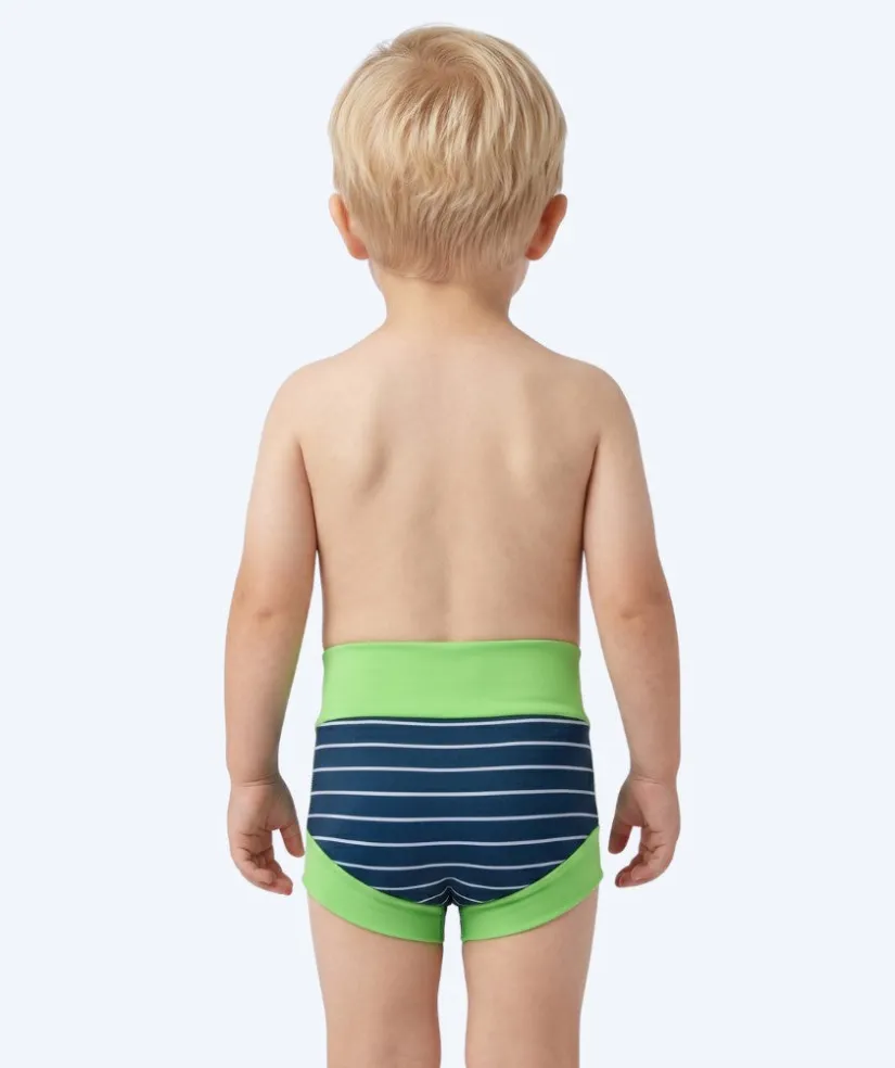 Online Watery blebadebukser til børn - Neoprene Swim Nappy - Green Stripes