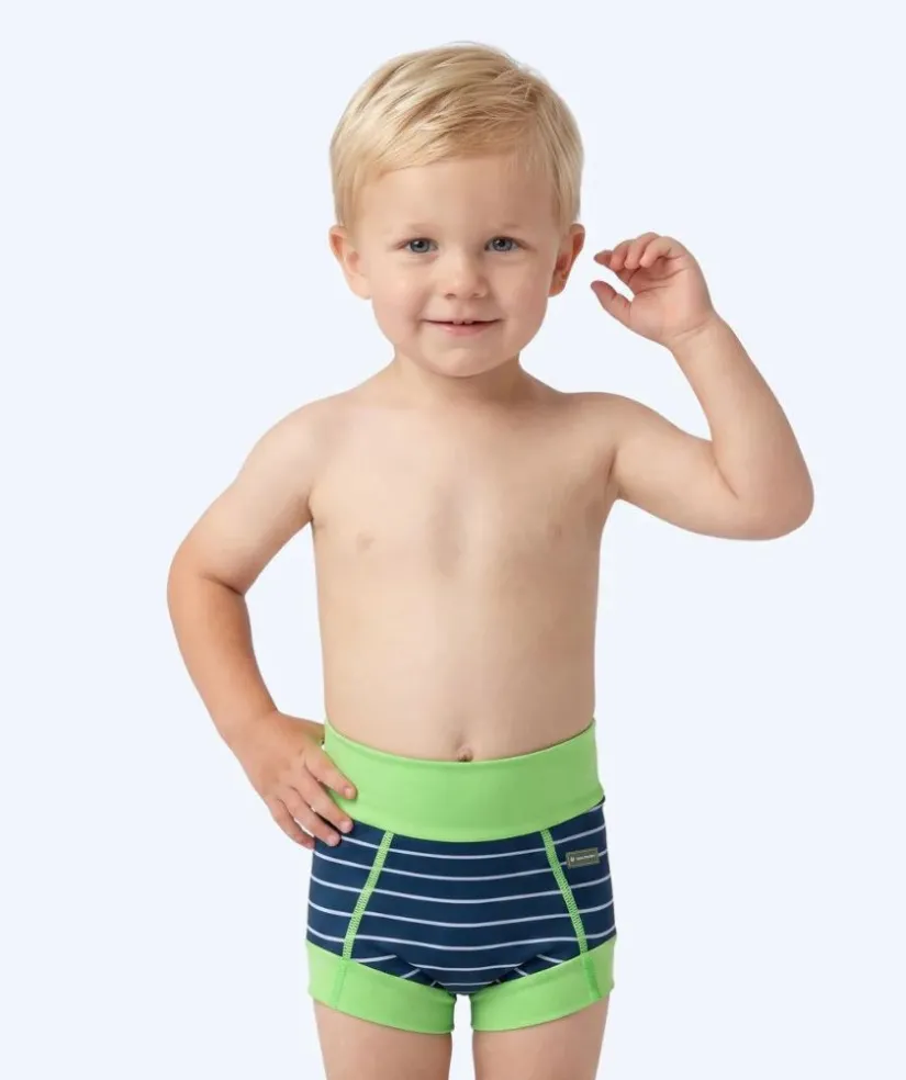 Online Watery blebadebukser til børn - Neoprene Swim Nappy - Green Stripes