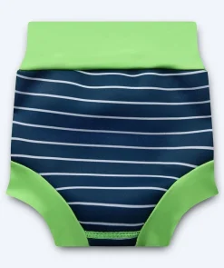 Online Watery blebadebukser til børn - Neoprene Swim Nappy - Green Stripes