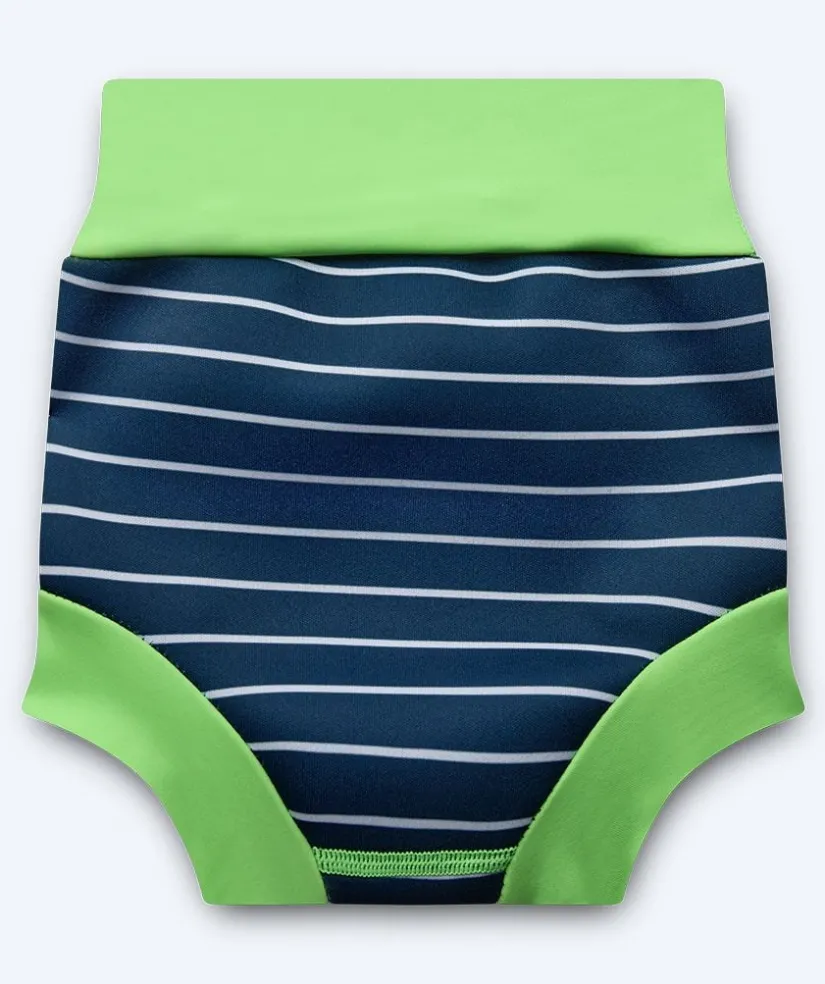 Online Watery blebadebukser til børn - Neoprene Swim Nappy - Green Stripes