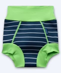 Online Watery blebadebukser til børn - Neoprene Swim Nappy - Green Stripes