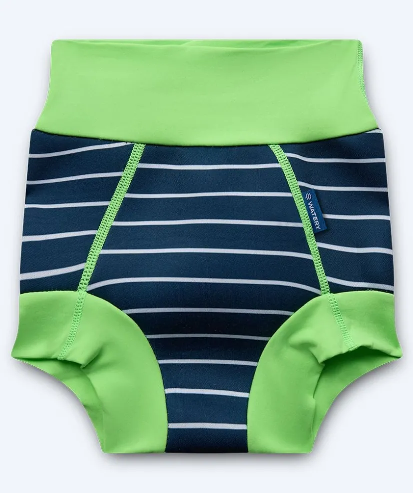 Online Watery blebadebukser til børn - Neoprene Swim Nappy - Green Stripes