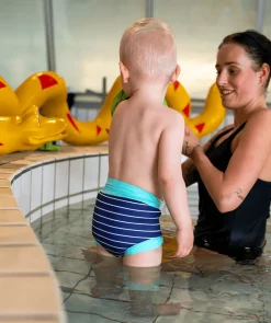 Sale Watery blebadebukser til børn - Neoprene Swim Nappy - Turquoise Stripes