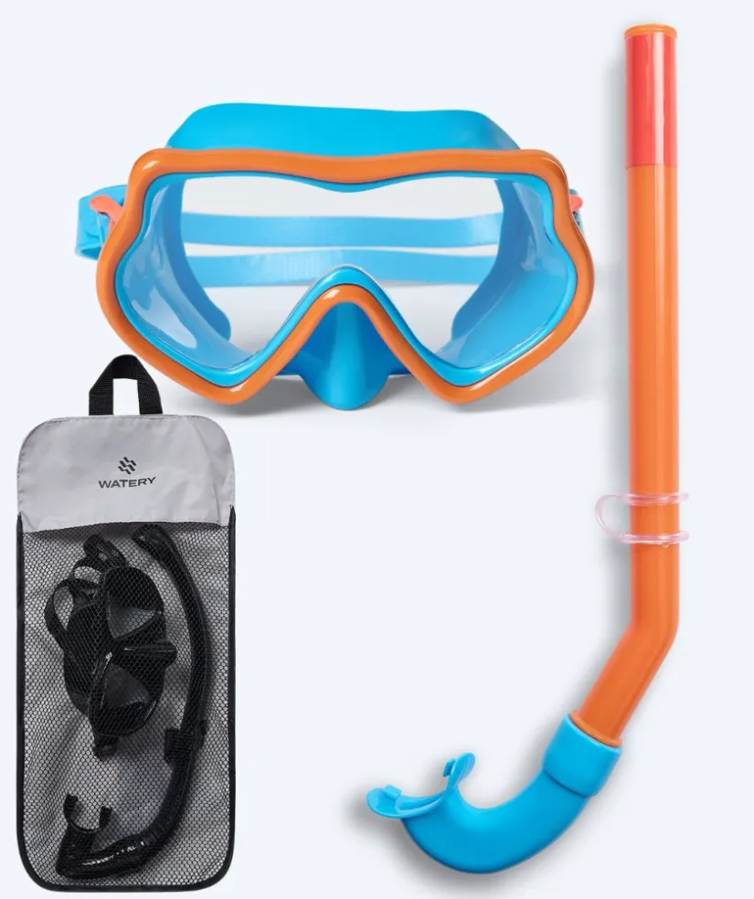 Online Watery Combo snorkelsæt til børn (4-10) - Pulina - Blå/orange