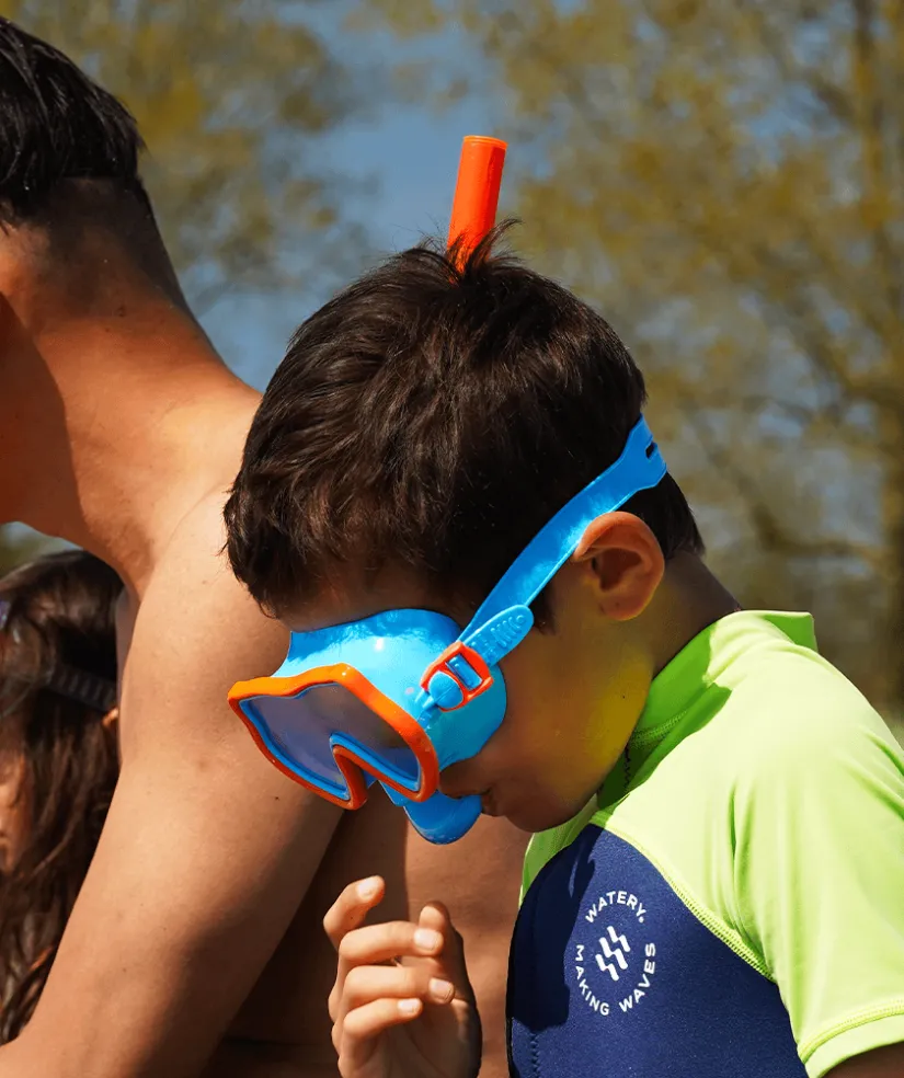 Online Watery Combo snorkelsæt til børn (4-10) - Pulina - Blå/orange