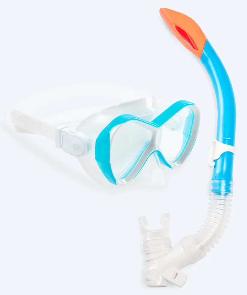 Online Watery Combo snorkelsæt til børn - Triton Semi-dry - Lyseblå