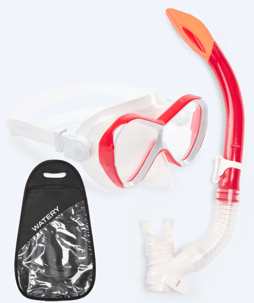 Hot Watery Combo snorkelsæt til børn - Triton Semi-dry - Rød