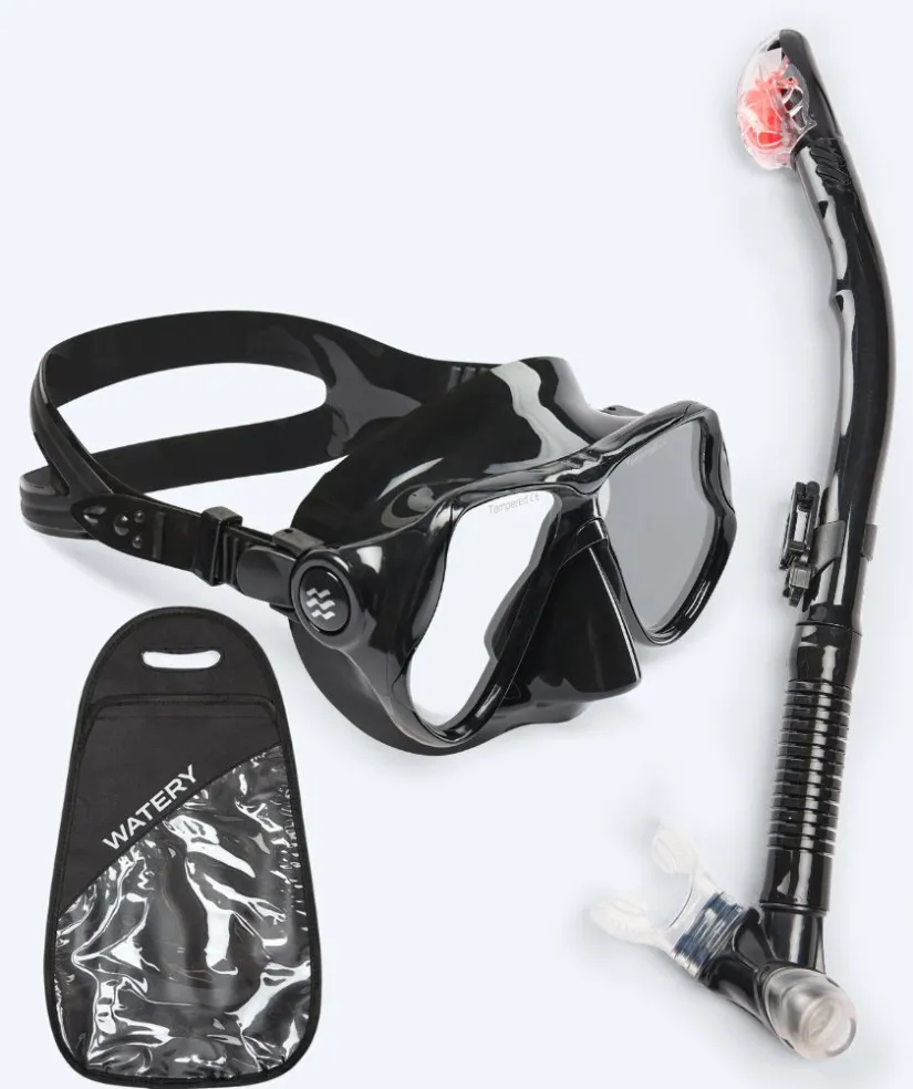 Online Watery Combo snorkelsæt til voksne - Hudson Full-dry - Sort