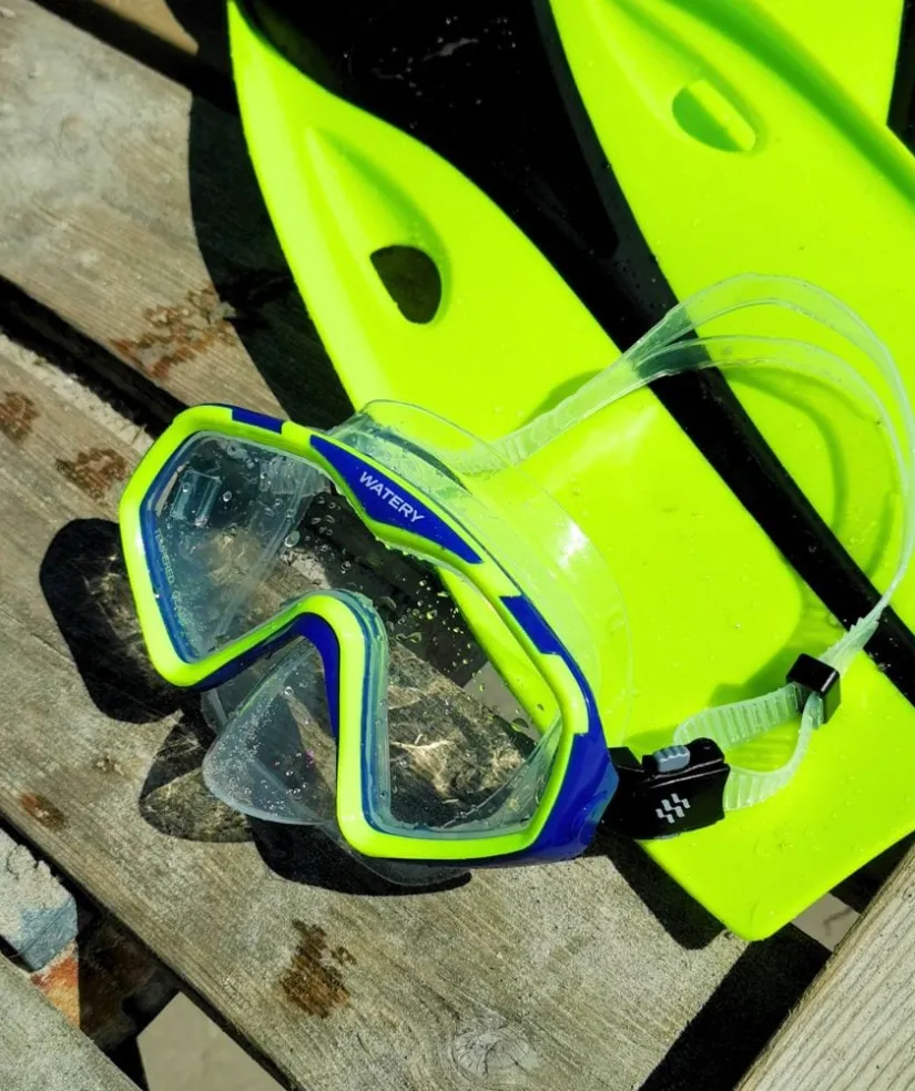 Best Watery Combo snorkelsæt til voksne (fra 15 år) - Leach Pro - Blå/gul
