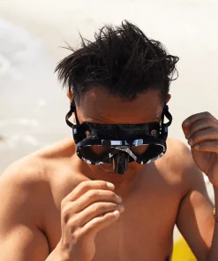 New Watery Combo snorkelsæt til voksne (fra 15 år) - Rudder Camo/Itzel - Sort