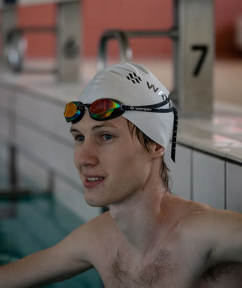 Discount Watery Elite svømmebriller - Poseidon Ultra Mirror - Hvid/blå