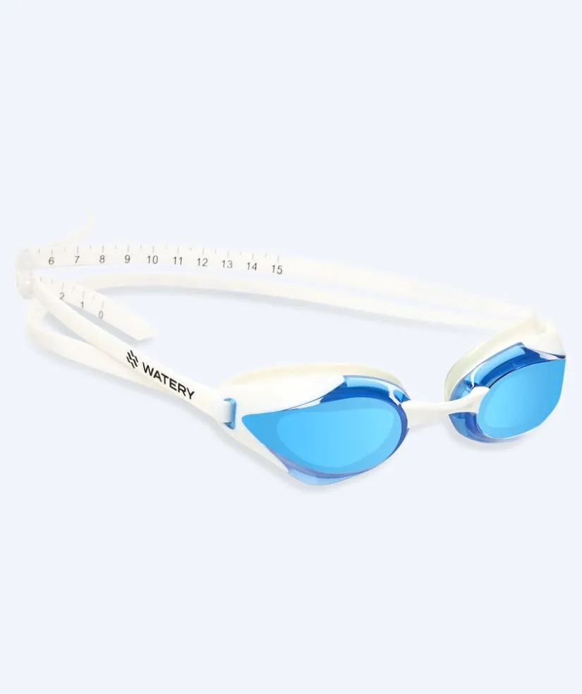 Discount Watery Elite svømmebriller - Poseidon Ultra Mirror - Hvid/blå