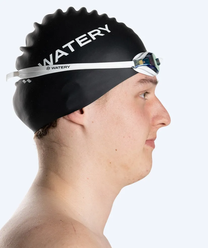 New Watery Elite svømmebriller - Poseidon Mirror - Hvid/guld
