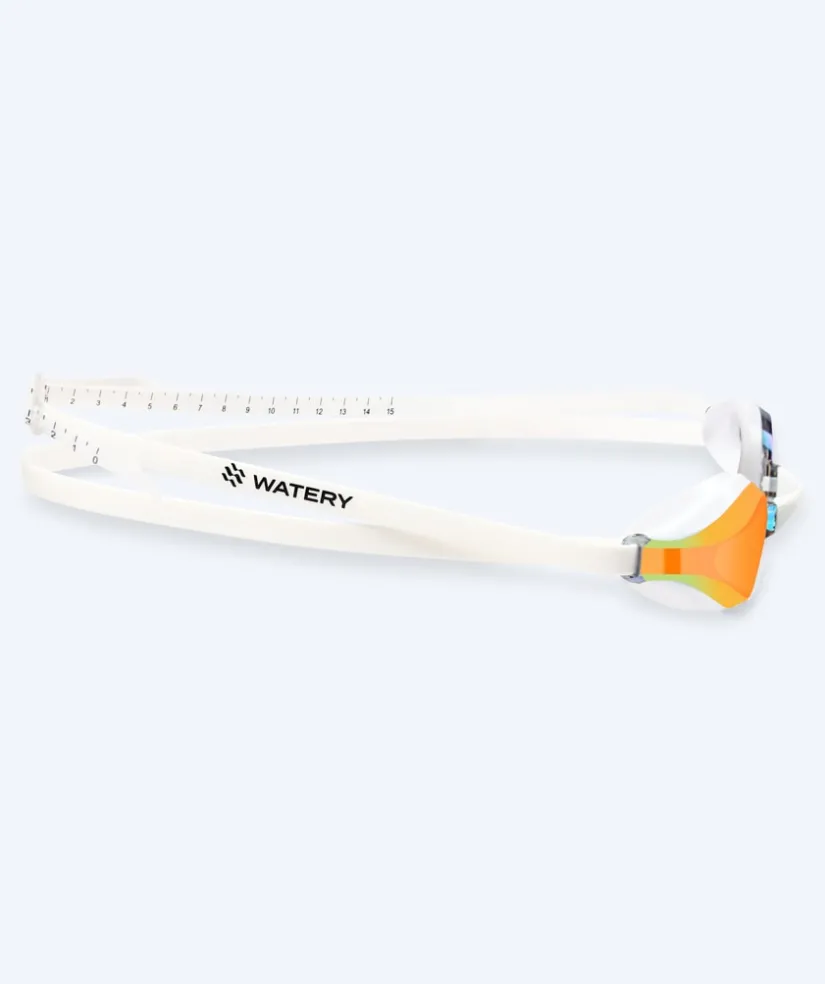 New Watery Elite svømmebriller - Poseidon Mirror - Hvid/guld