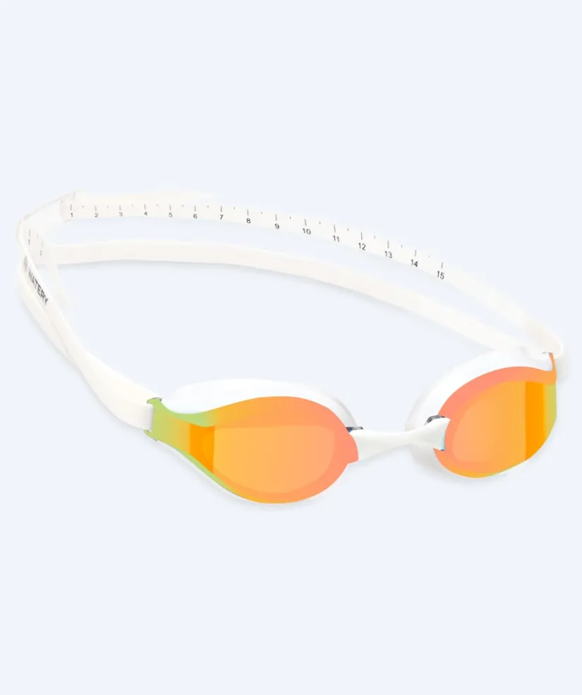 New Watery Elite svømmebriller - Poseidon Mirror - Hvid/guld