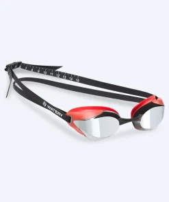 Hot Watery Elite svømmebriller - Poseidon Ultra Mirror - Rød/sølv