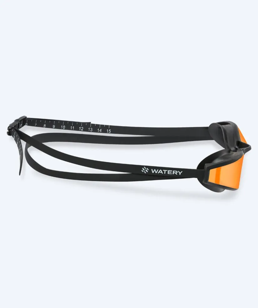 New Watery Elite svømmebriller - Storm Racer Mirror - Sort/guld