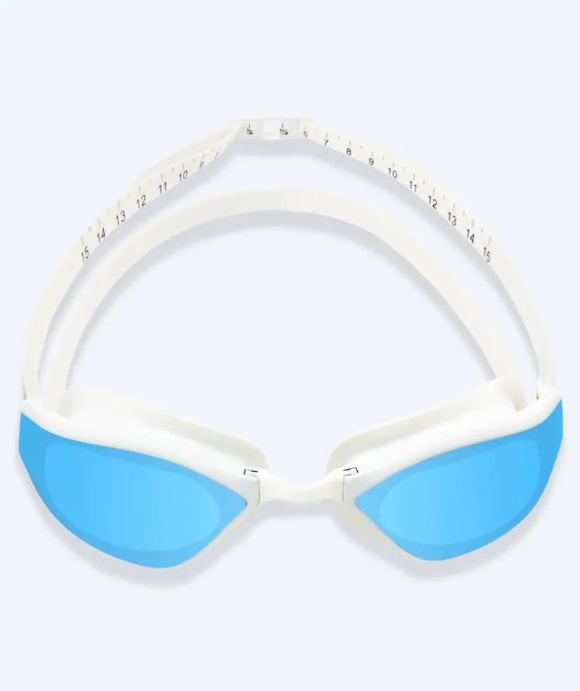 Clearance Watery Elite svømmebriller - Storm Racer Mirror - Hvid/blå
