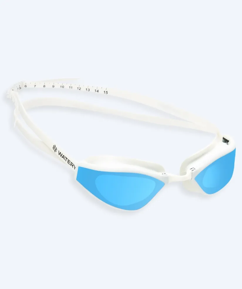 Clearance Watery Elite svømmebriller - Storm Racer Mirror - Hvid/blå