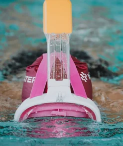 Clearance Watery fullface dykkermaske til voksne - Oxygen - Pink/gul
