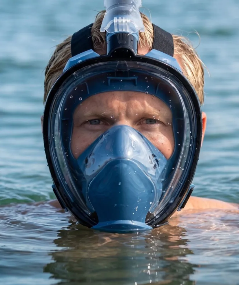 New Watery fullface dykkermaske til voksne - Ocean Pro - Mørkeblå