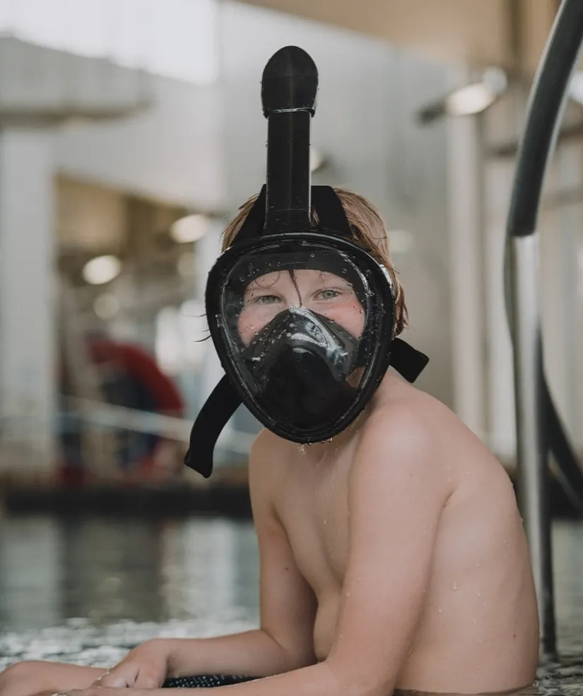 New Watery fullface dykkermaske til børn - Oxygen - Sort