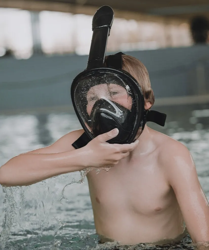 New Watery fullface dykkermaske til børn - Oxygen - Sort