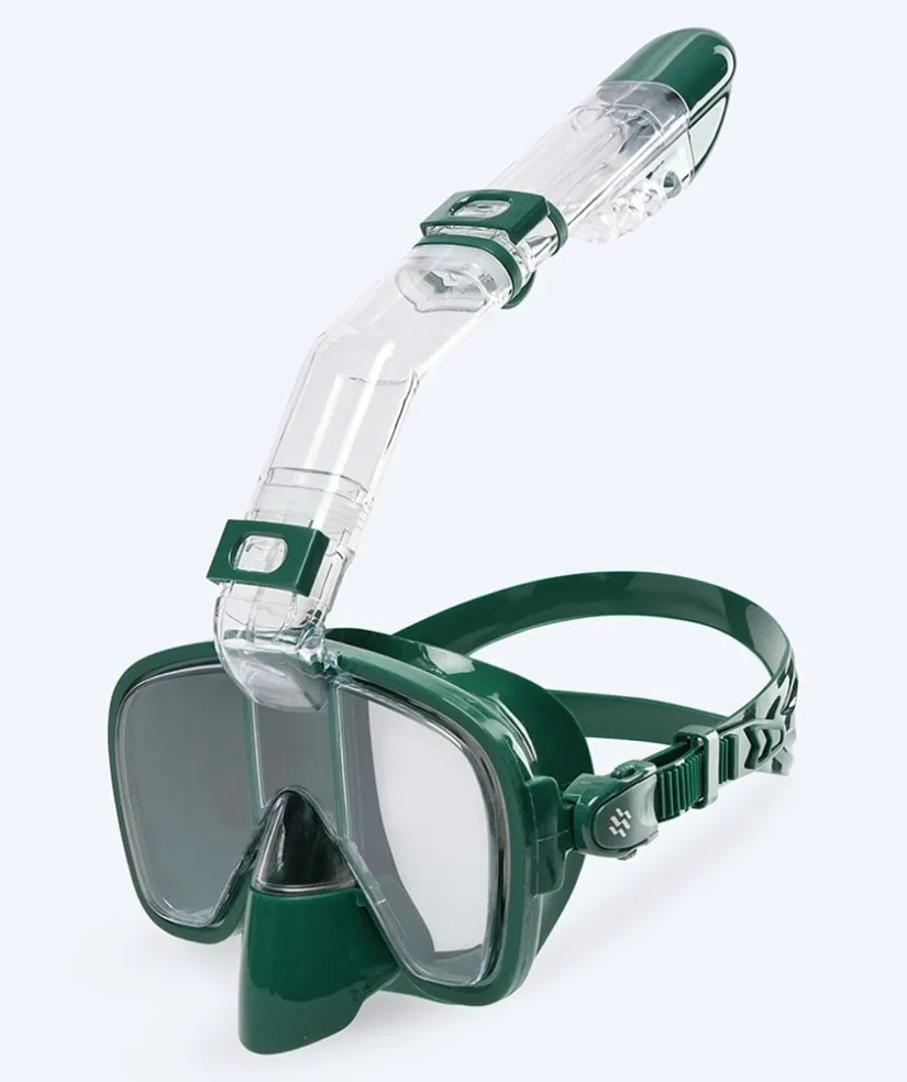 New Watery fullface snorkelmaske til børn - Pearl - Mørkegrøn